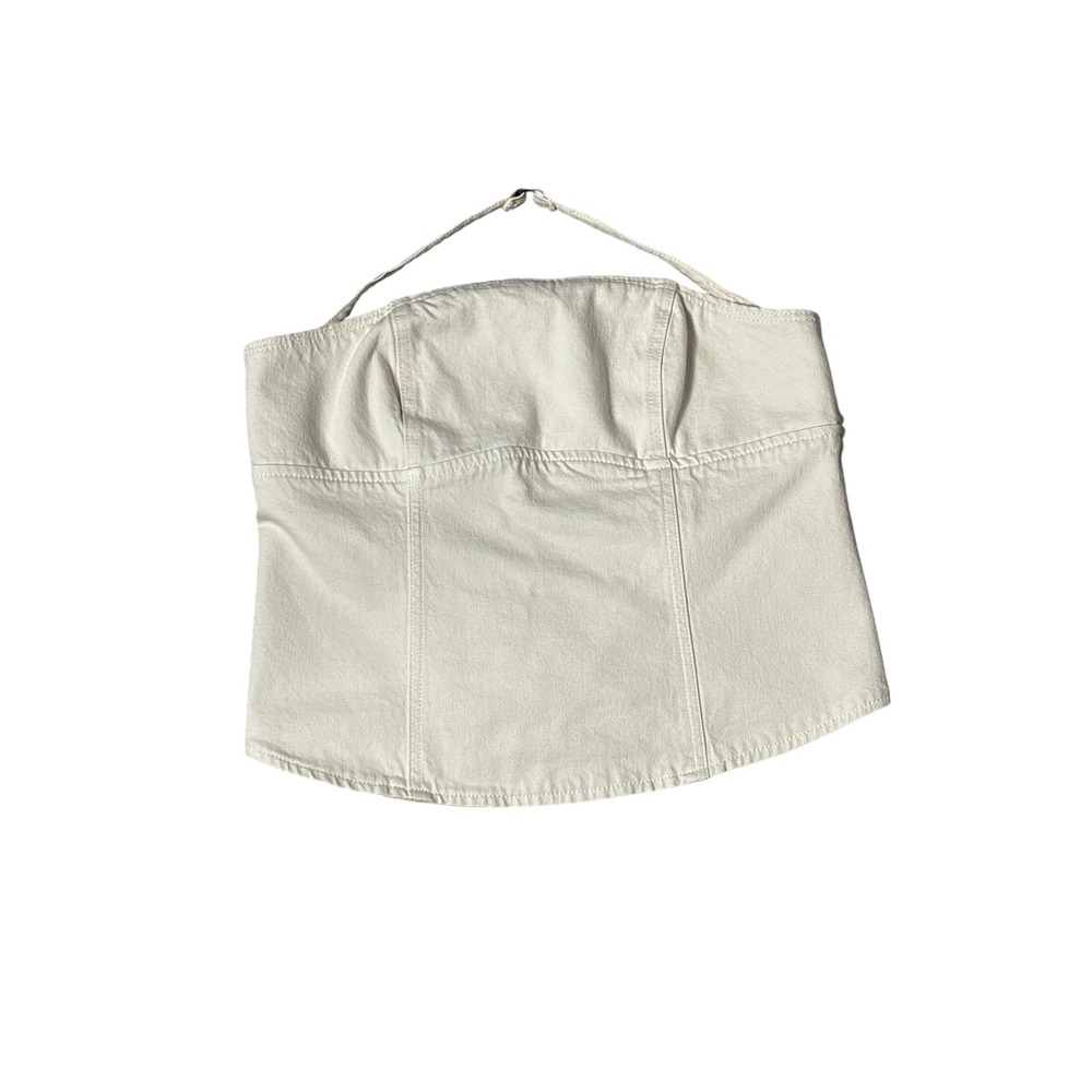 Zara ZW Denim Strapless‎ Bustier Corset in Ecru